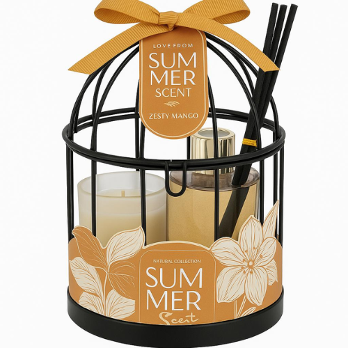 Home Fragrance and Mango Scented Candle Basket