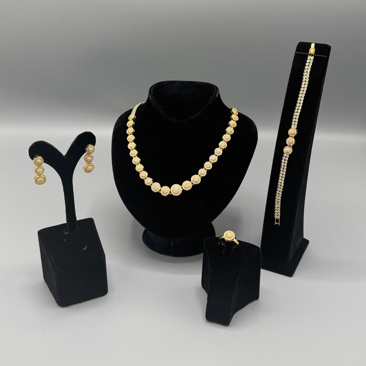 Necklace, earrings, ring, and bracelet set