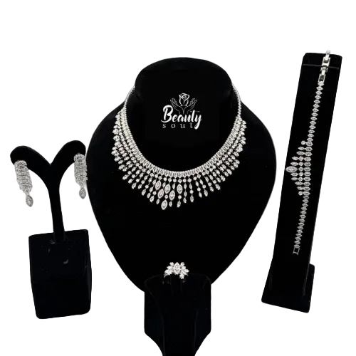 Necklace, earrings, ring and bracelet set T10430