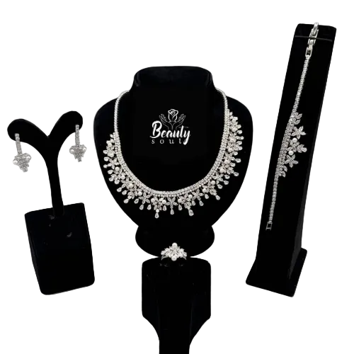T10266 Necklace, earrings, ring, and bracelet set