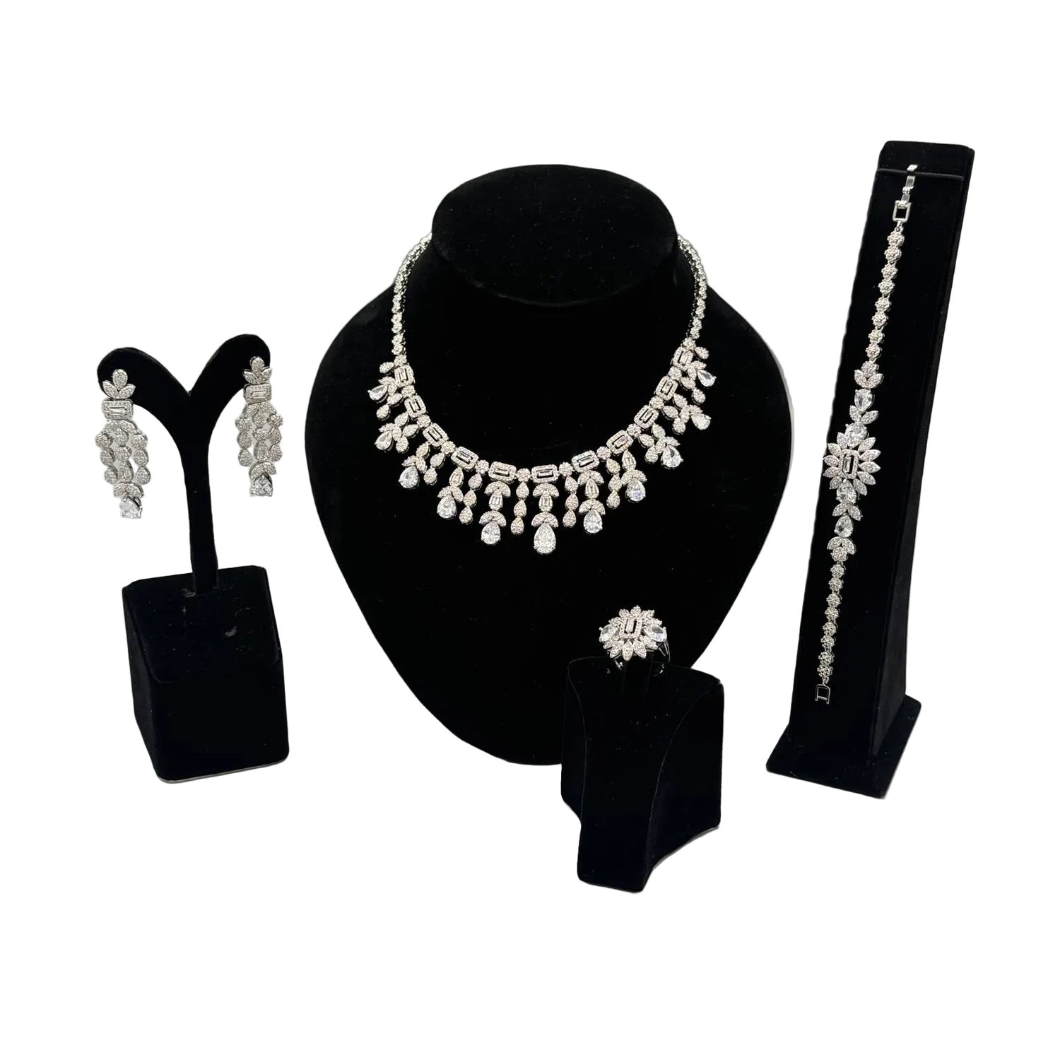 Necklace, earrings, ring, and bracelet set