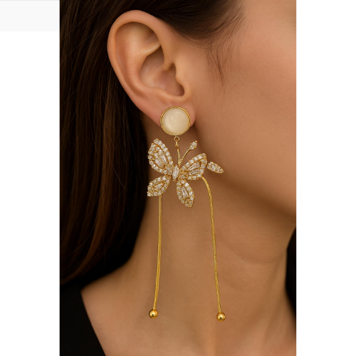 Luxury dangling butterfly earring