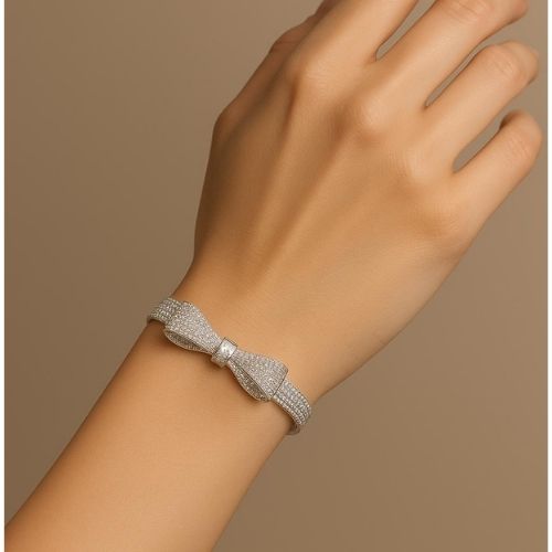 Luxury Women's Bracelet – Fully Crystal-Embellished Bow Design