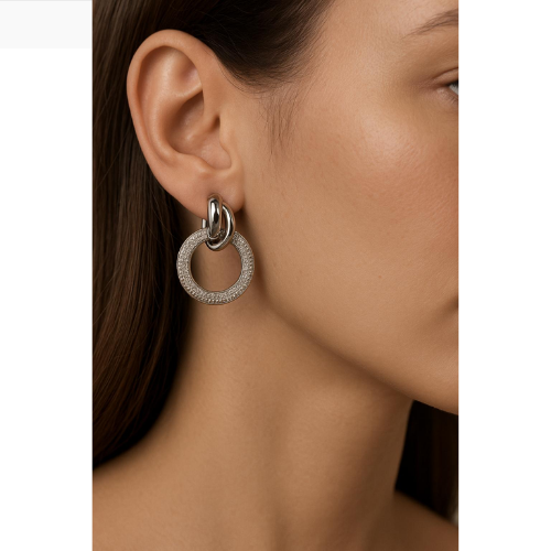 Modern design hoop earrings studded with zircon