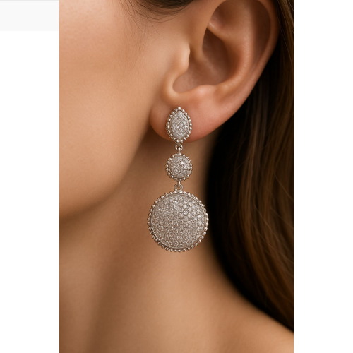 Luxury Graduated Round Zircon Studded Earrings