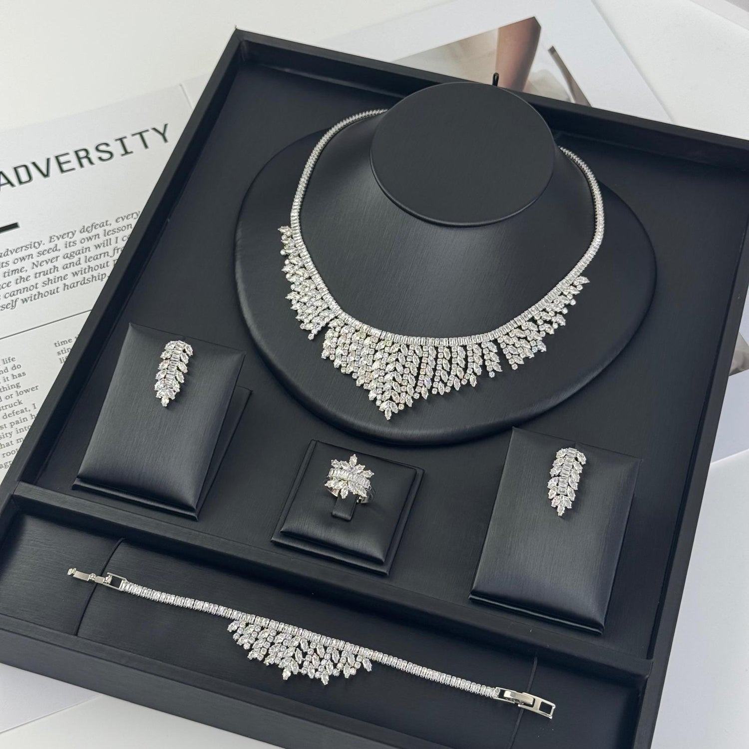 Necklace, earrings, ring, and bracelet set T10816