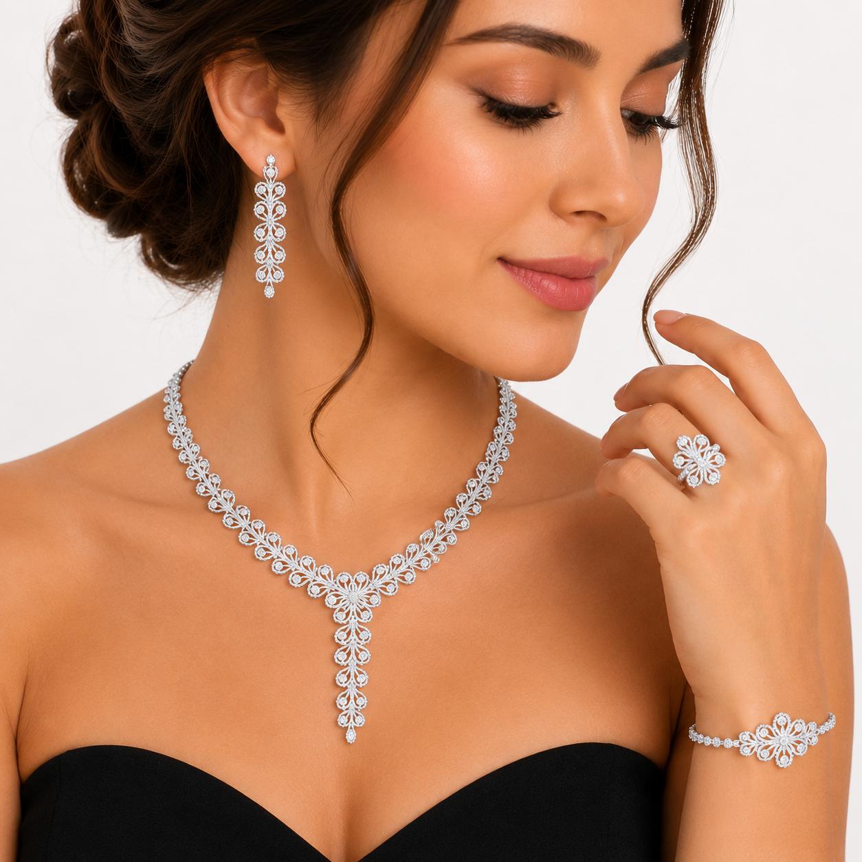 A3 Necklace, earrings, ring, and bracelet set