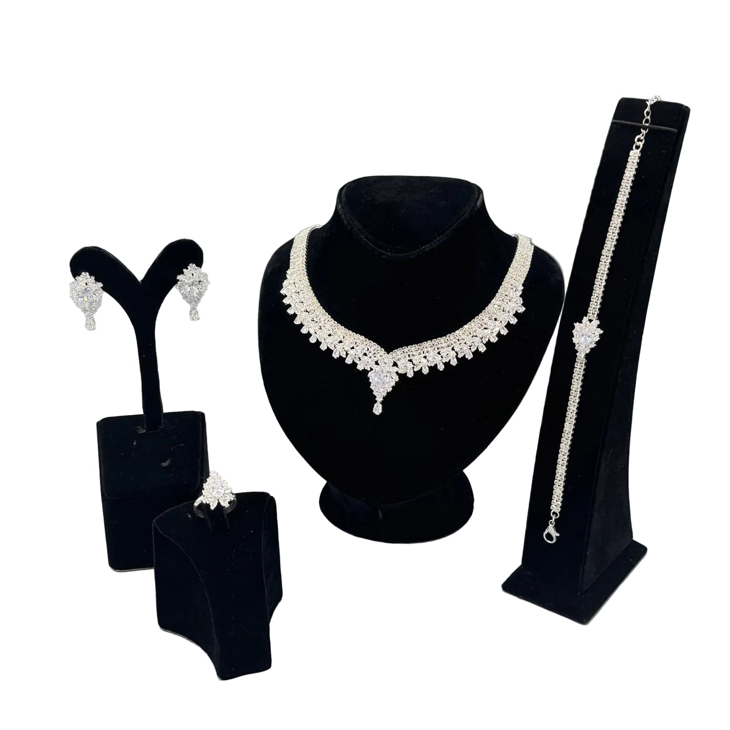 Necklace, earrings, ring, and bracelet set