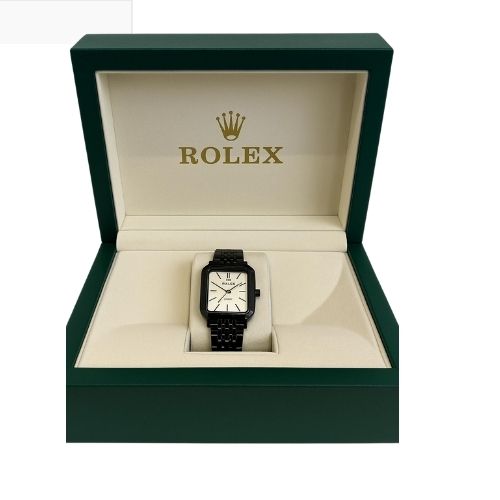 Elegant square design ROLEX wristwatch - luxurious black color
