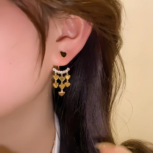 14K Gold-Plated Heart Design Hoop Earrings