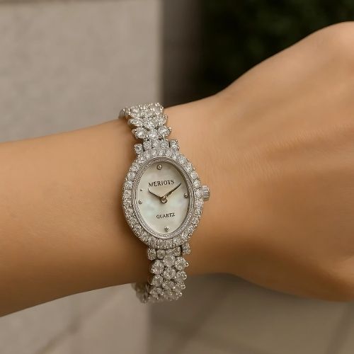 Luxury Women's Watch - Fully Embellished Oval Design