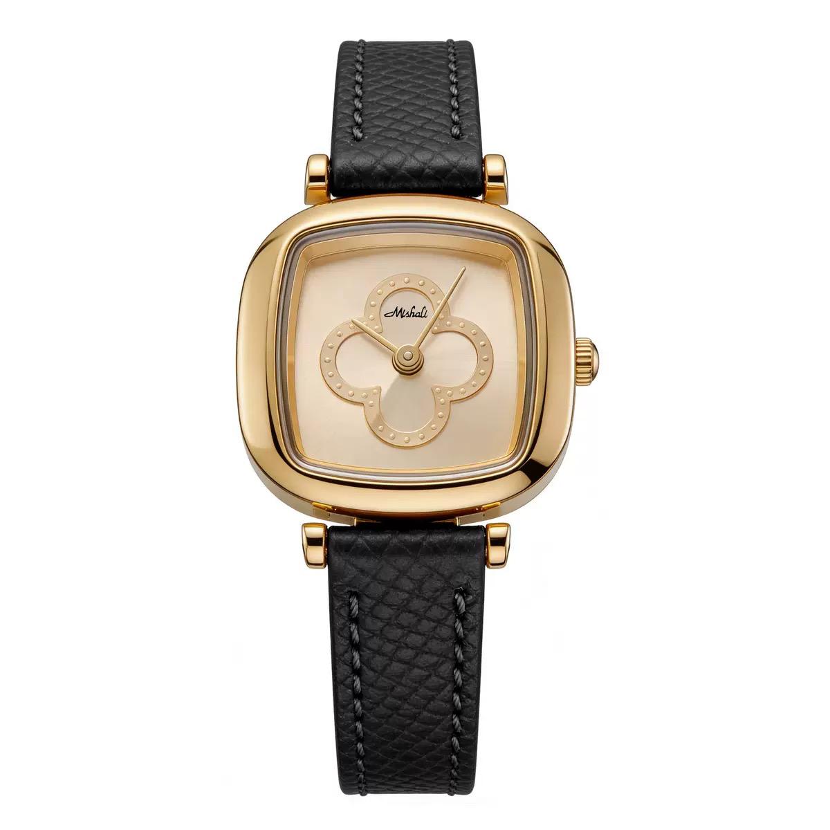 Van Cleef watch, black leather