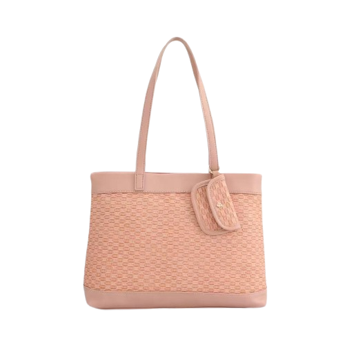 A women's handbag, pinkish beige