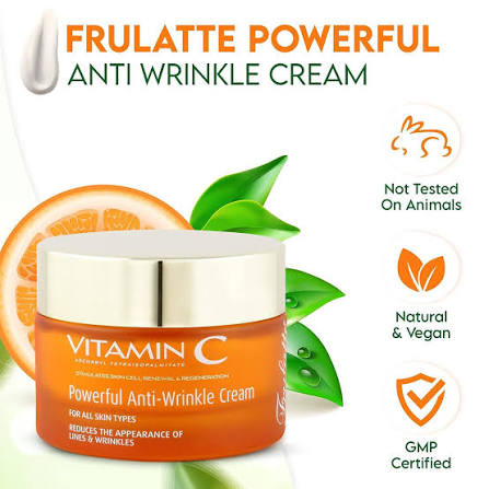 Frulatte Powerful Anti Wrinkle Cream enriched with Vitamin C for All Skin Types 1.7 fl. Oz.