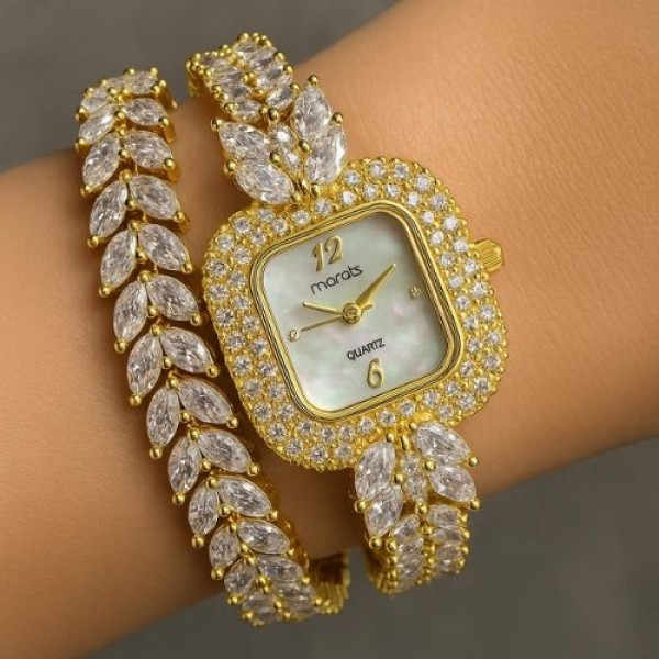 ساعة – فخامة ملكية بتصميم مرصّع بالكامل